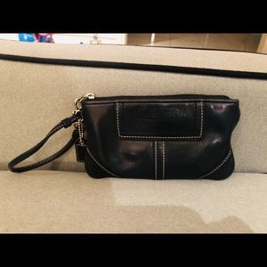 Black Coach Leather Wristlet